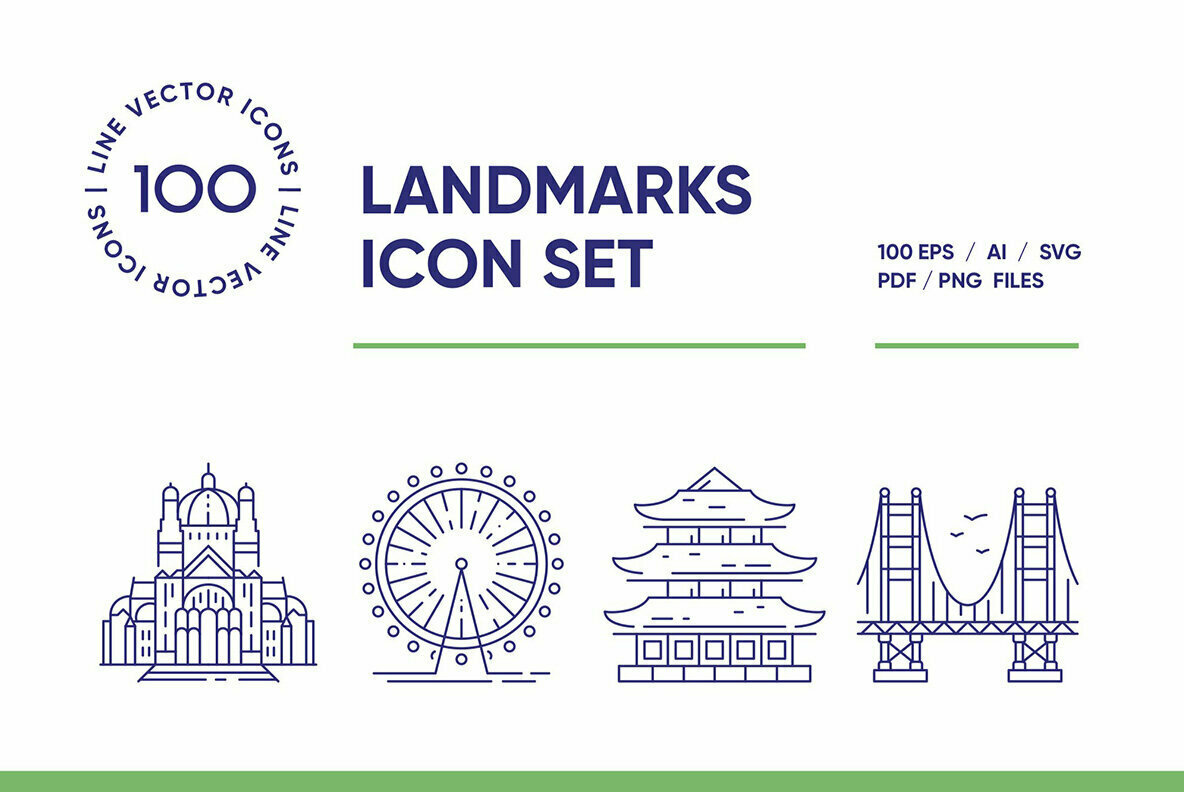 Landmarks Icon Set Landmarks Icon Set