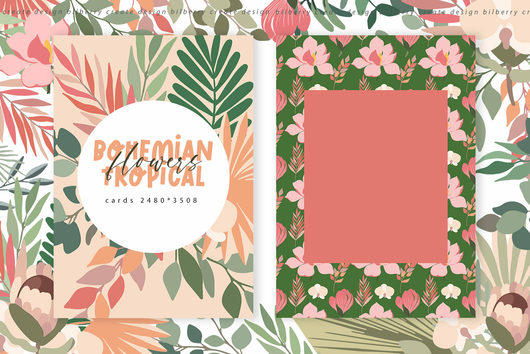 Bohemian Tropical Flowers Art Set 5