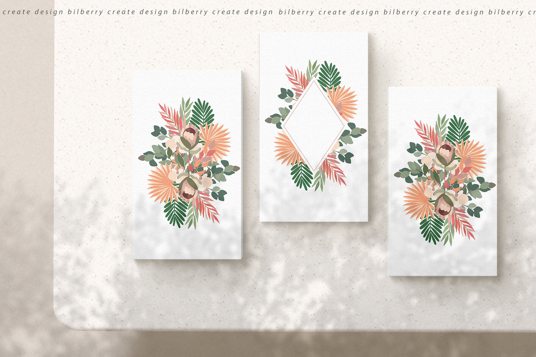 Bohemian Tropical Flowers Art Set 9