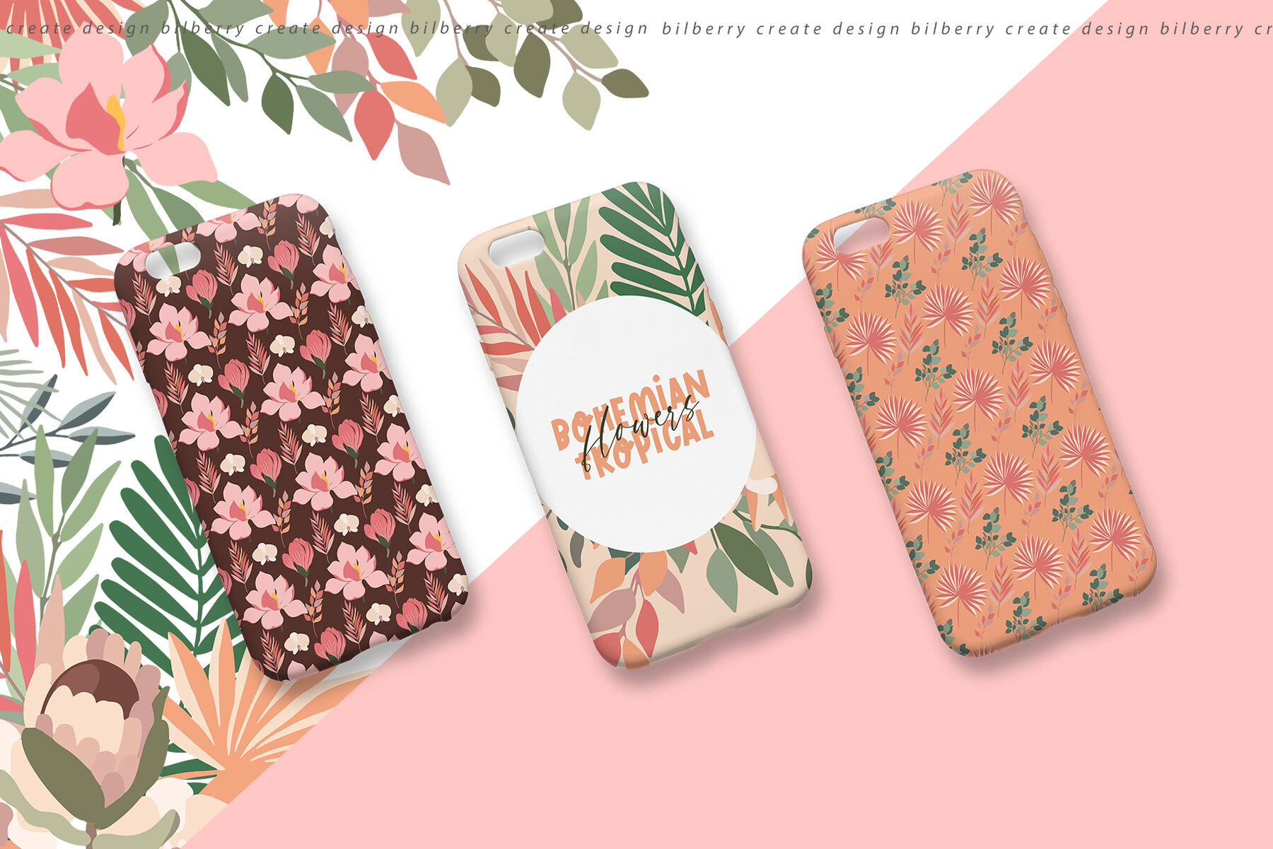 Bohemian Tropical Flowers Art Set 10