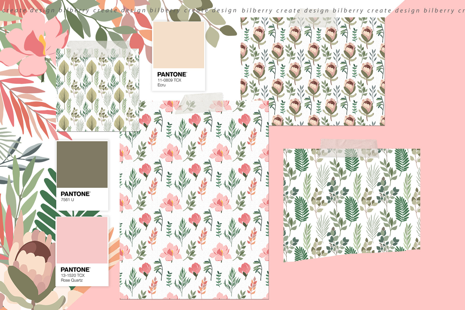 Bohemian Tropical Flowers Art Set 11