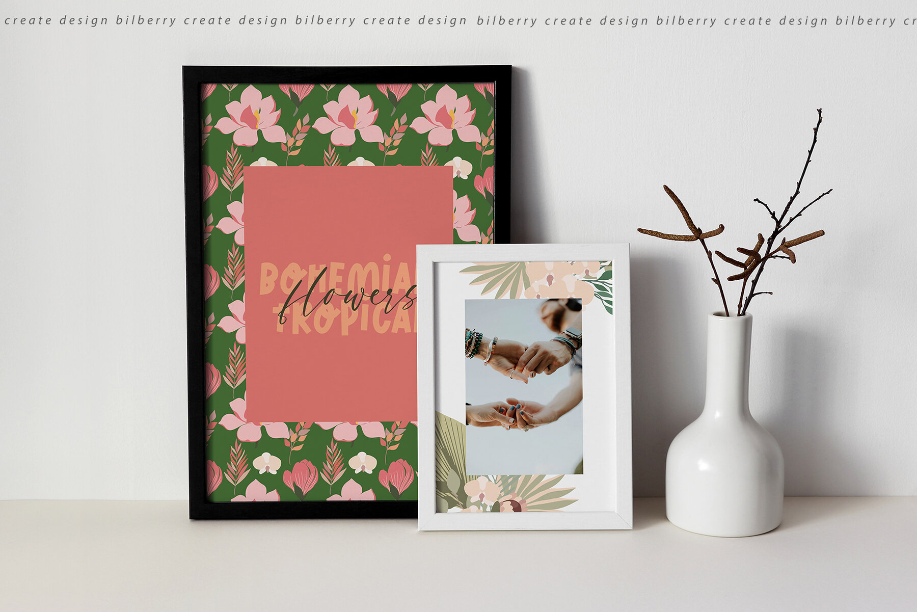 Bohemian Tropical Flowers Art Set 12