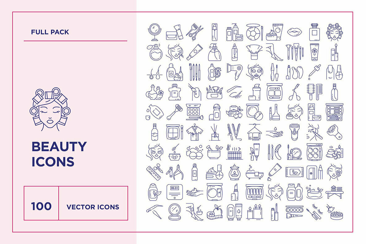 Beauty and Cosmetics Icon Set Beauty and Cosmetics Icon Set