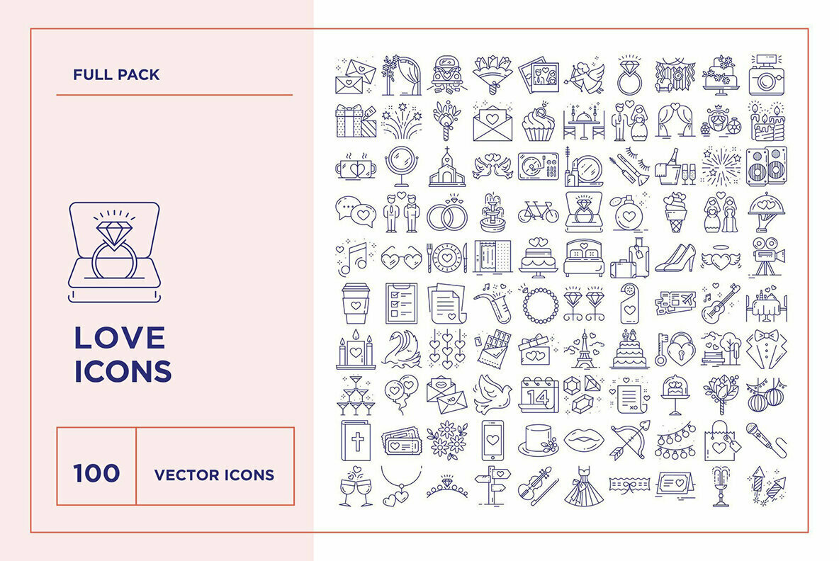 Wedding and Love Icon Set Wedding and Love Icon Set