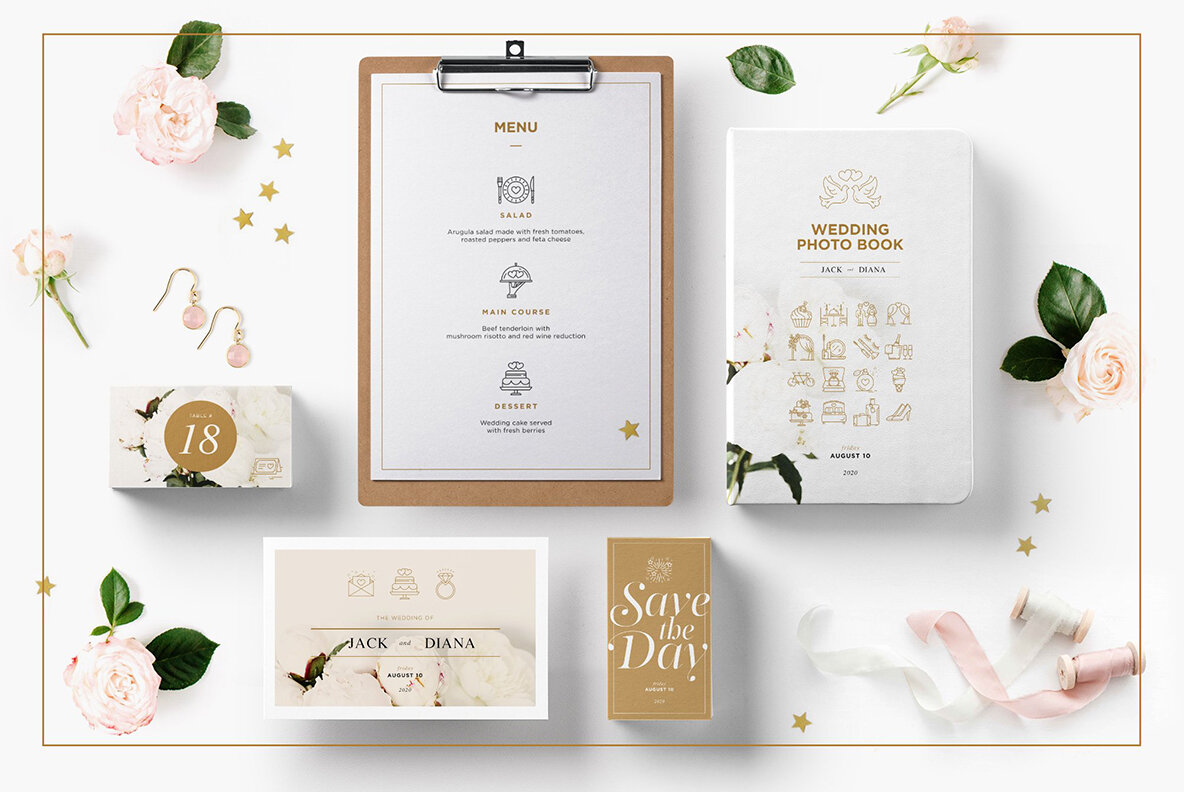 Wedding and Love Icon Set Wedding and Love Icon Set