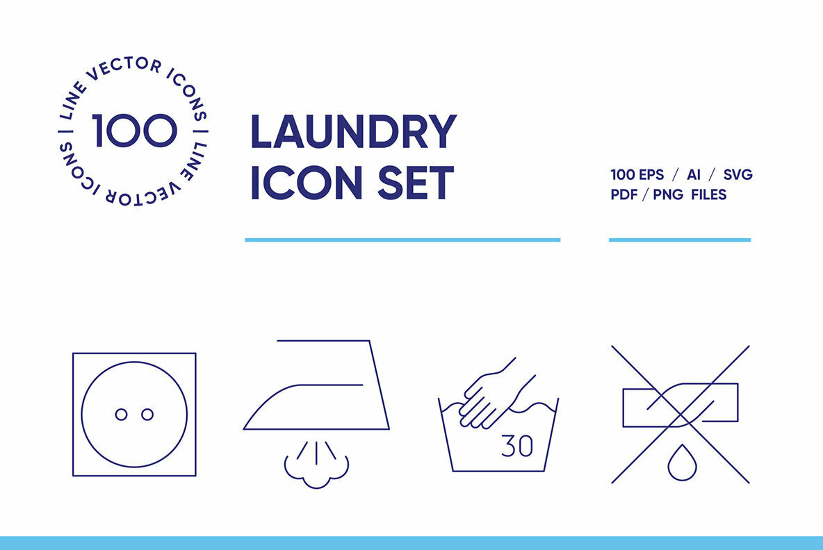 Laundry Symbols Icon Set 1