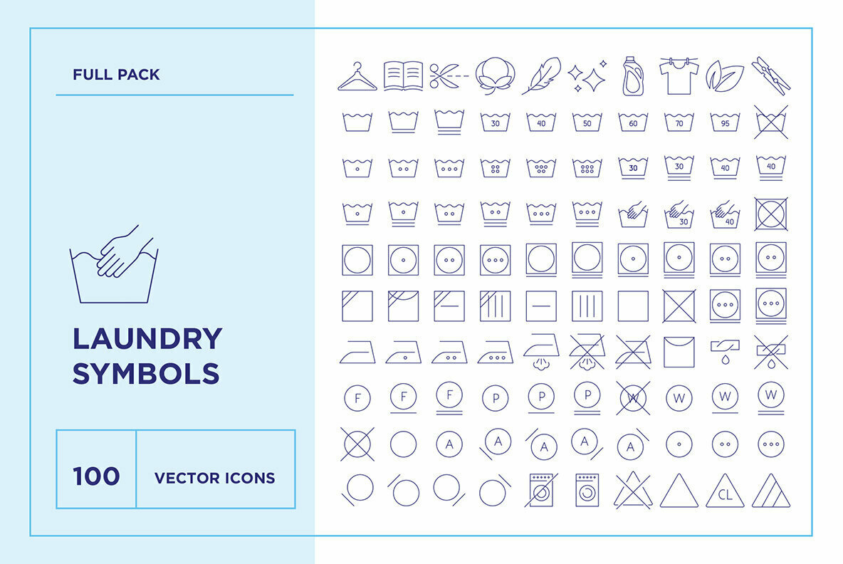 Laundry Symbols Icon Set 2
