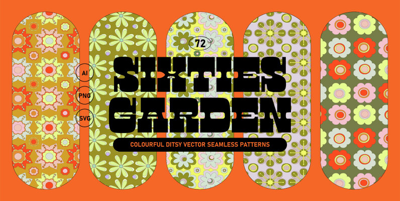 Sixties Vector Floral Patterns