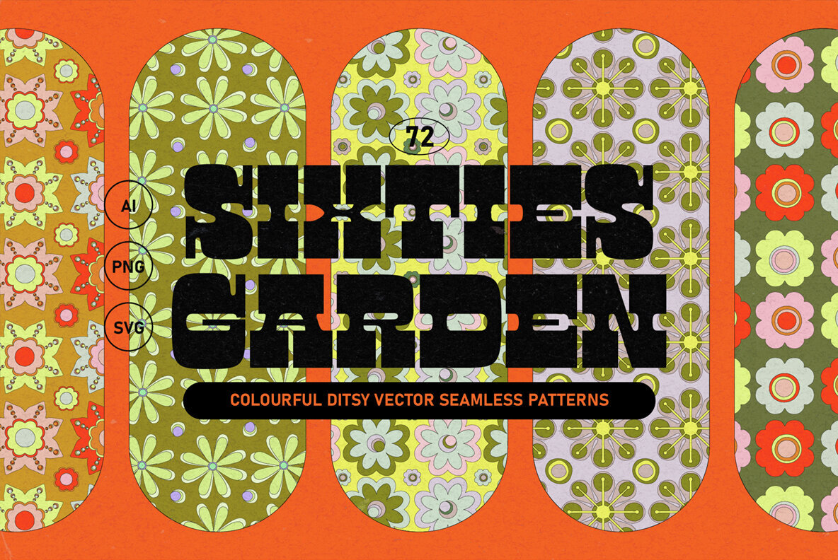 Sixties Vector Floral Patterns 1