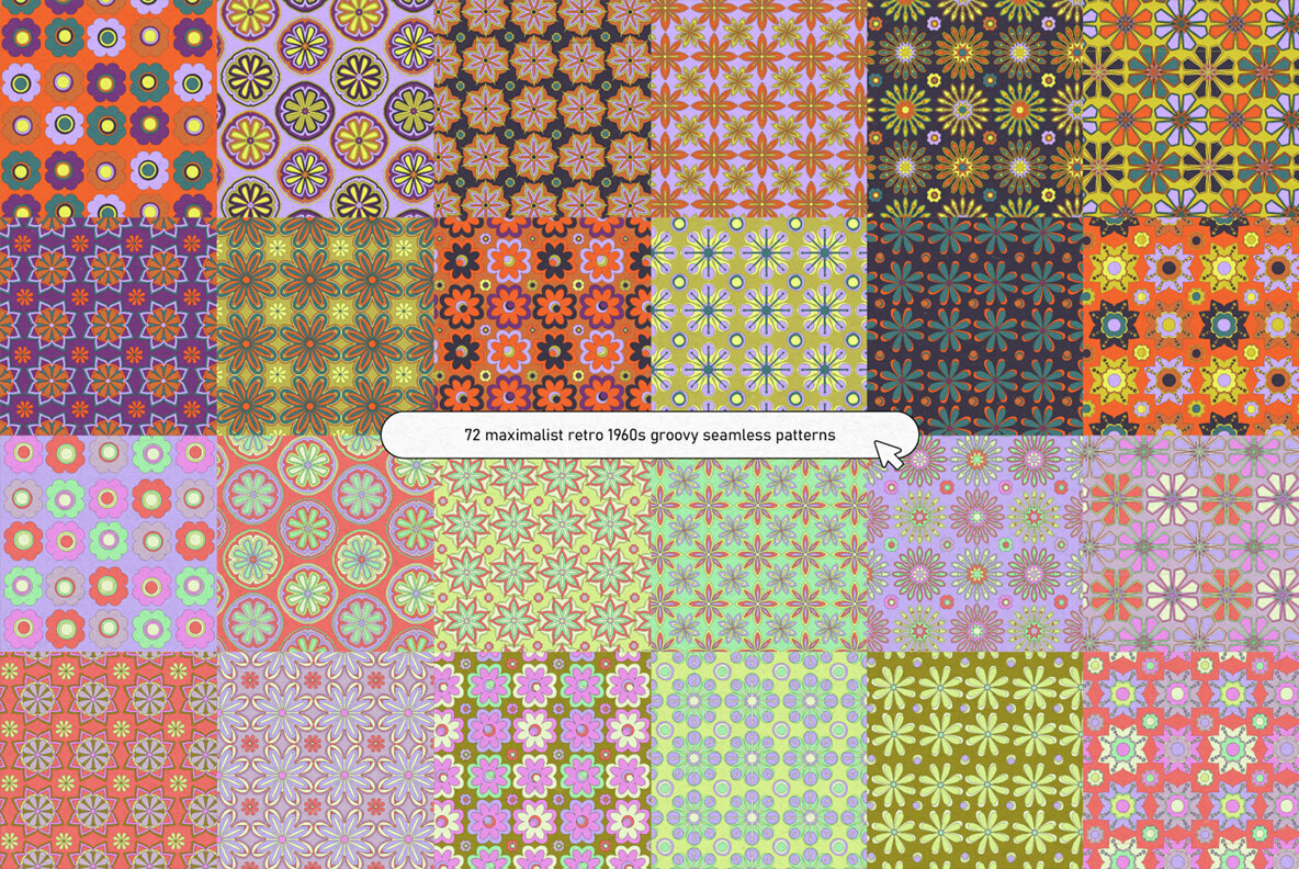 Sixties Vector Floral Patterns 3