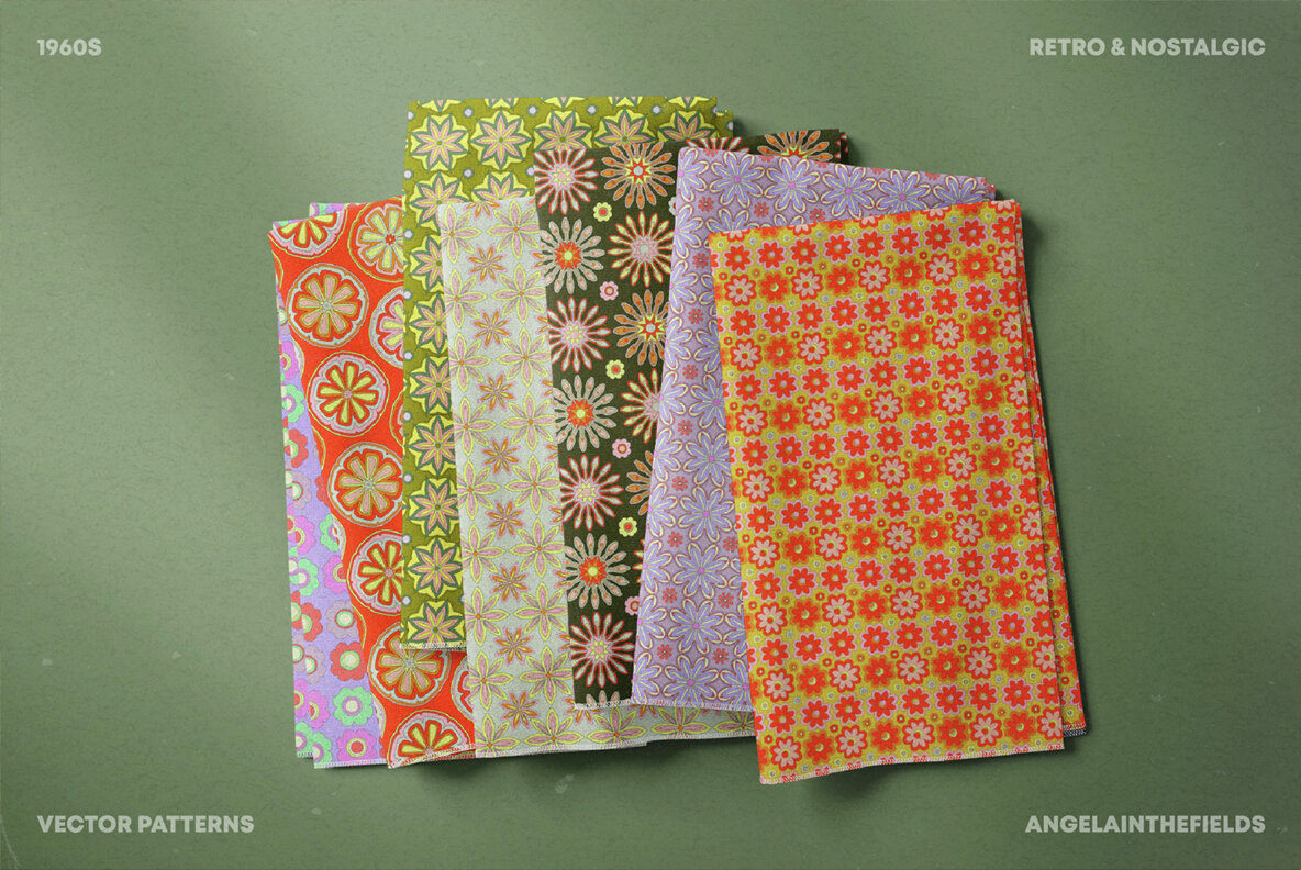 Sixties Vector Floral Patterns 4