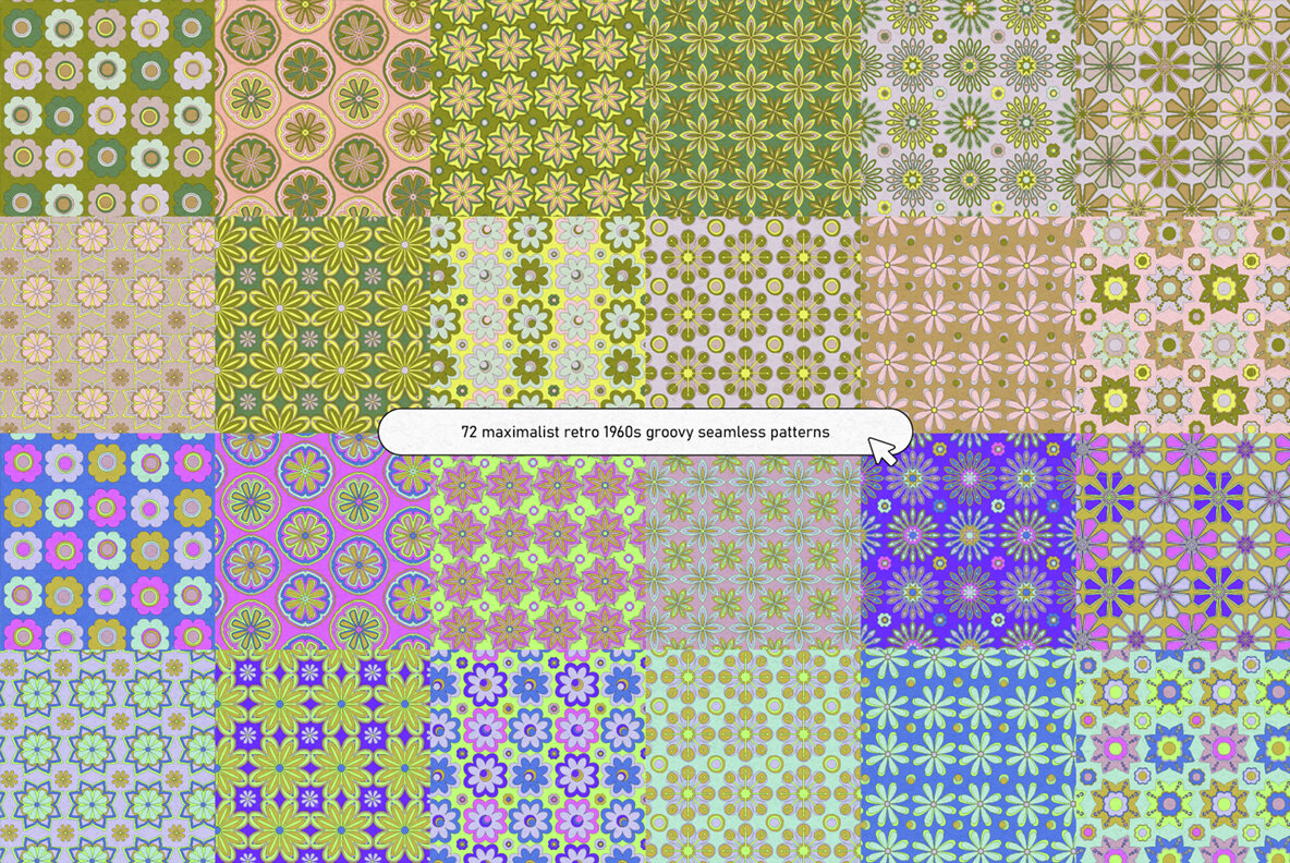 Sixties Vector Floral Patterns 7