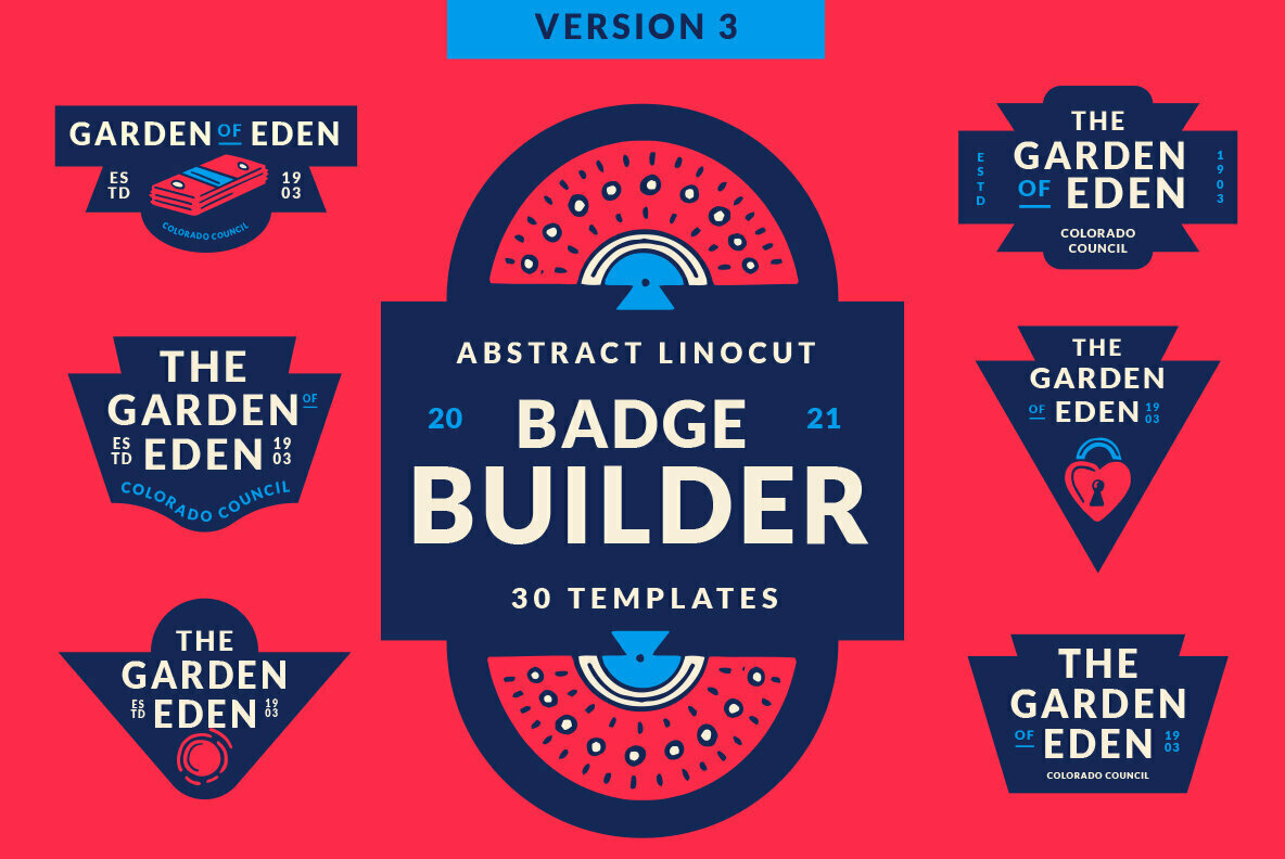 Abstract Linocut Badge Builder V3