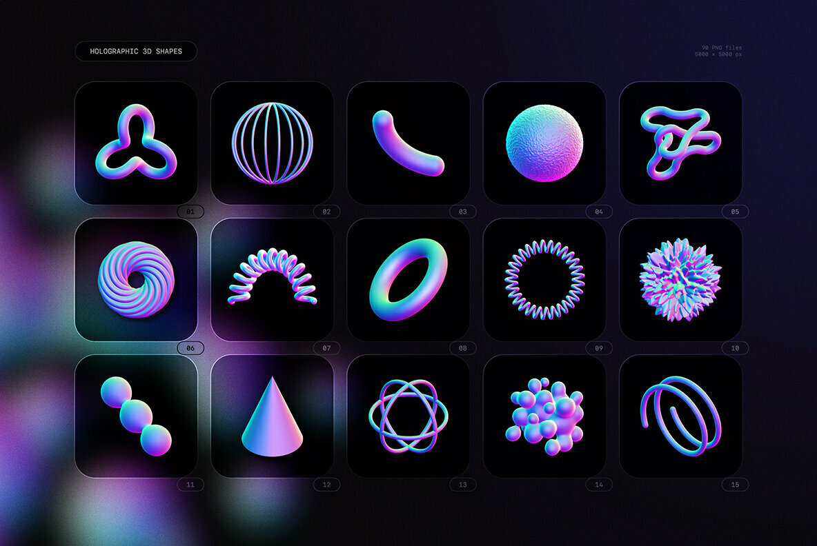 Holographic 3D Shapes Collection 2
