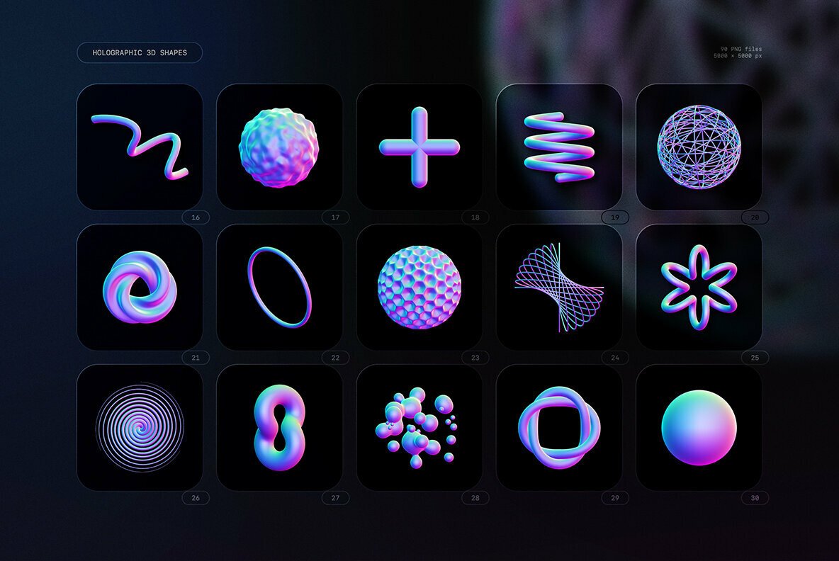 Holographic 3D Shapes Collection 4