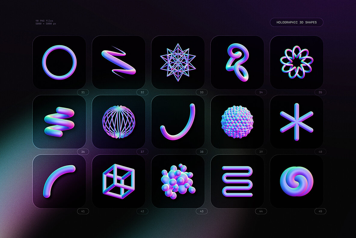 Holographic 3D Shapes Collection 6