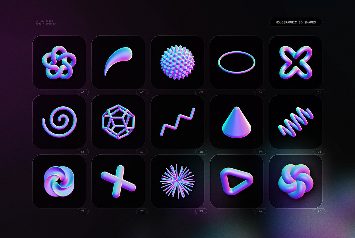 Holographic 3D Shapes Collection 10