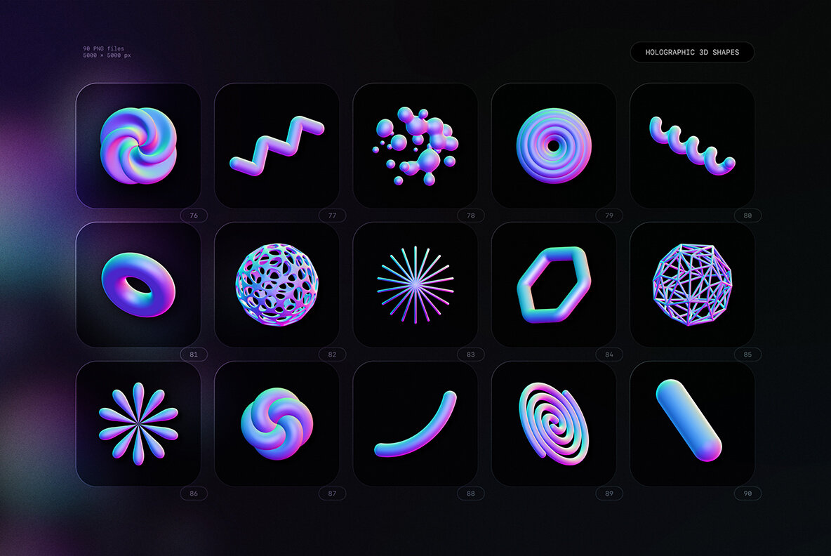Holographic 3D Shapes Collection 12