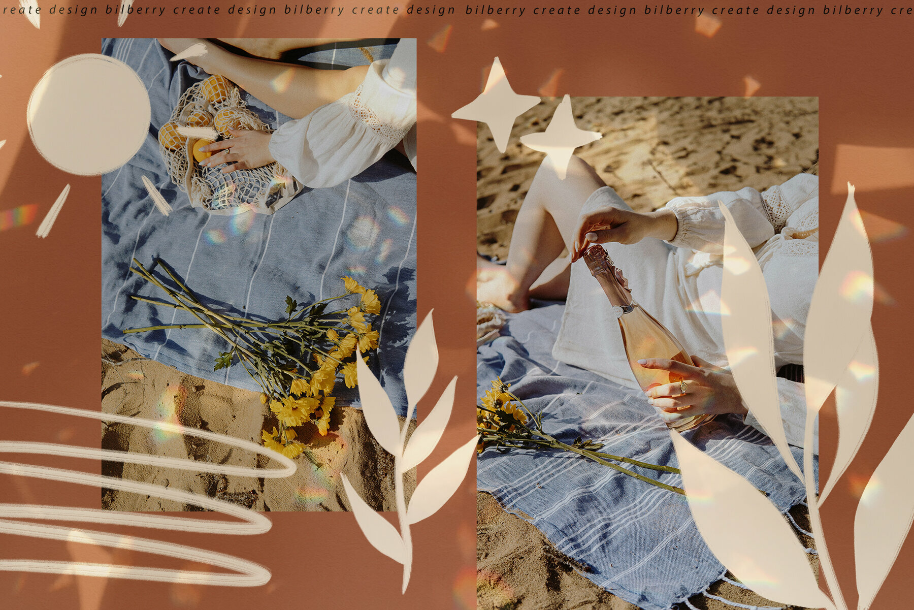 Sunny Mood Boho Abstract Set 4