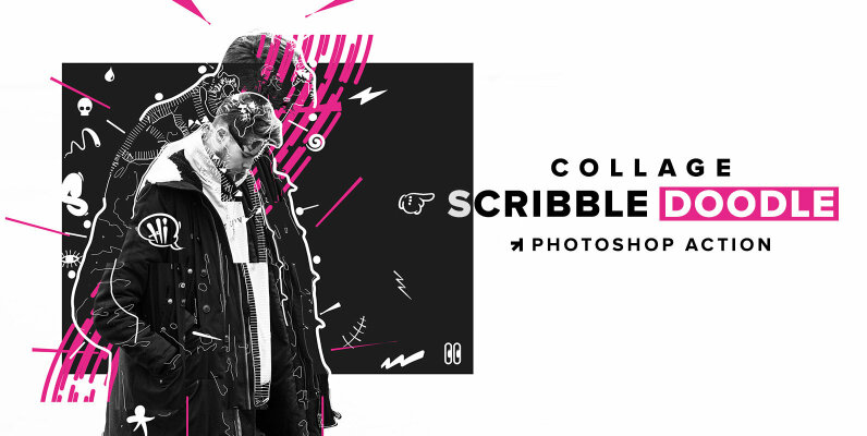 Scribble Doodle Collage Photoshop Action