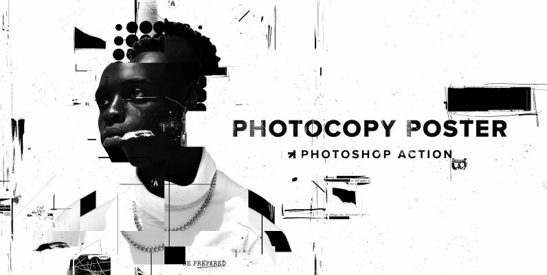 Photocopy Glitch Poster Photoshop Action