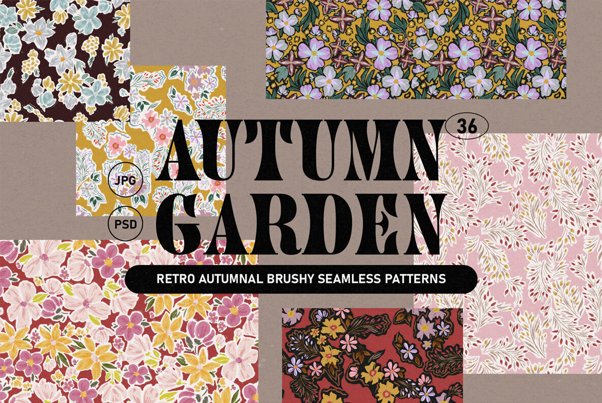 Autumn Garden Retro Floral Patterns 1