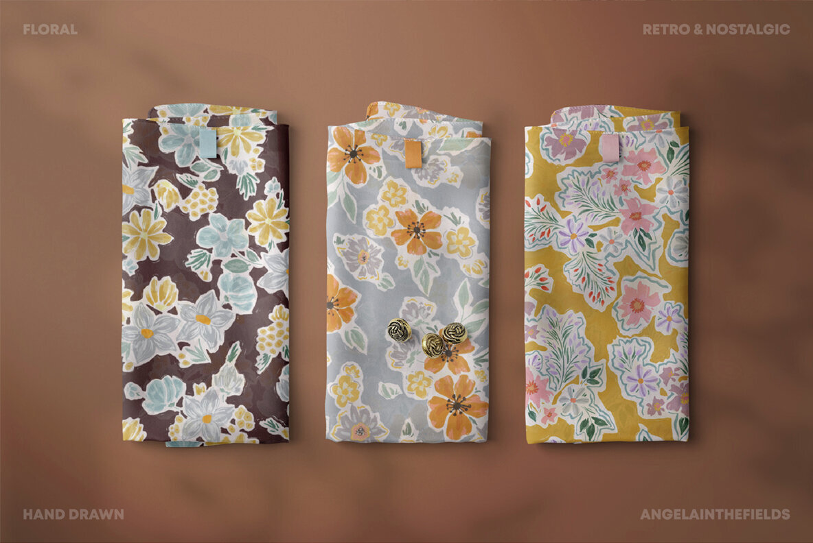 Autumn Garden Retro Floral Patterns 3