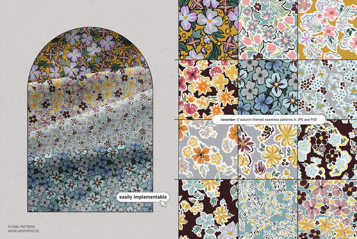 Autumn Garden Retro Floral Patterns 6