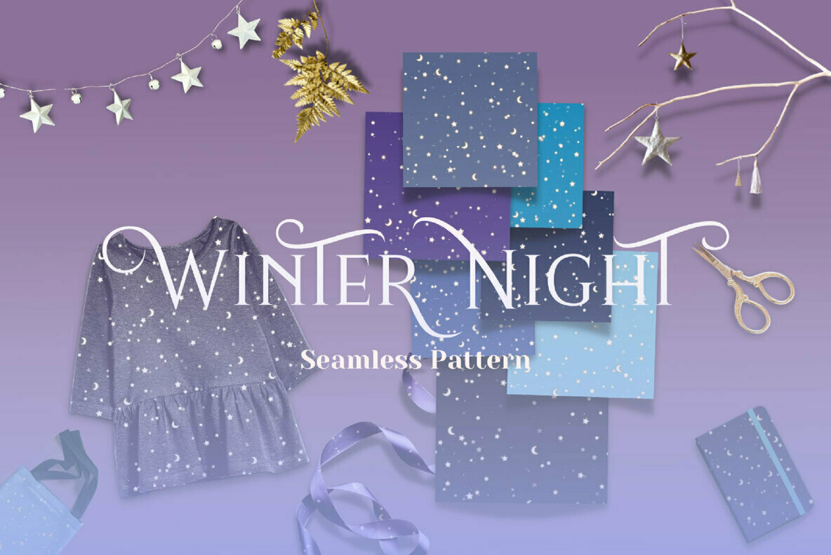 Winter Night Seamless Pattern 1