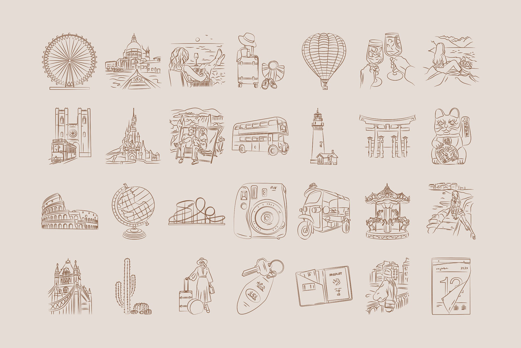 Travel Illustration Set 12