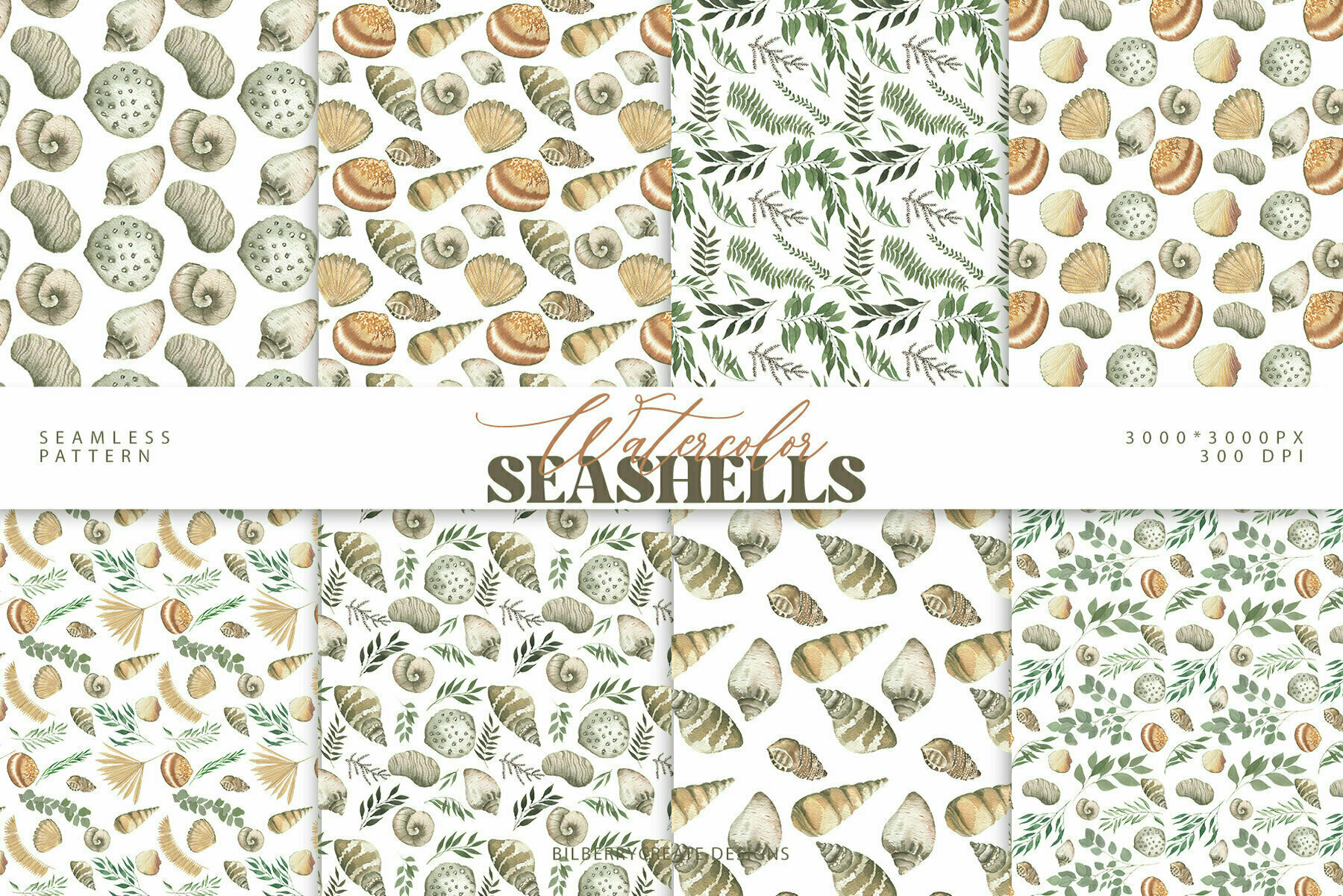 Watercolor Seashells Art Set 2