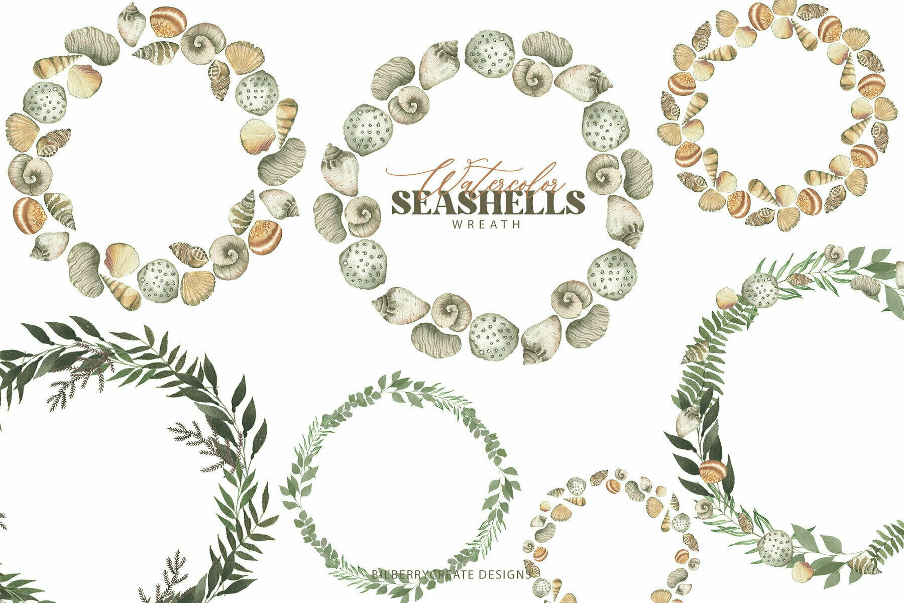 Watercolor Seashells Art Set 3