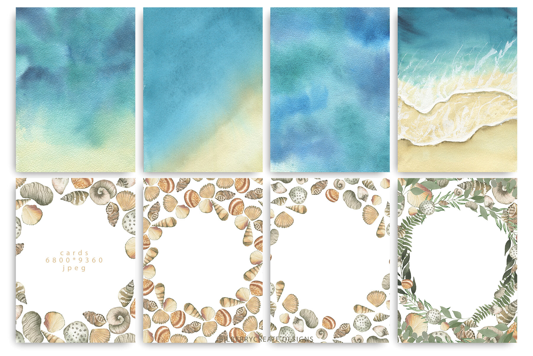 Watercolor Seashells Art Set 7