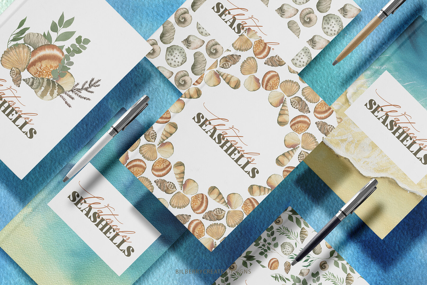 Watercolor Seashells Art Set 9