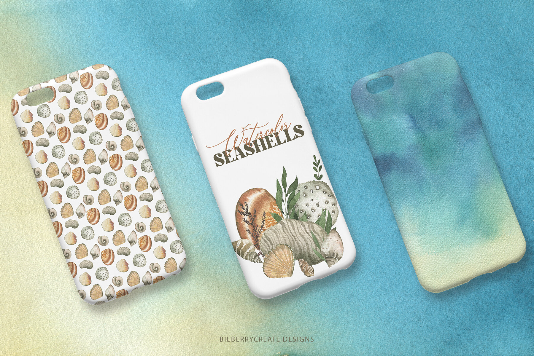 Watercolor Seashells Art Set 10