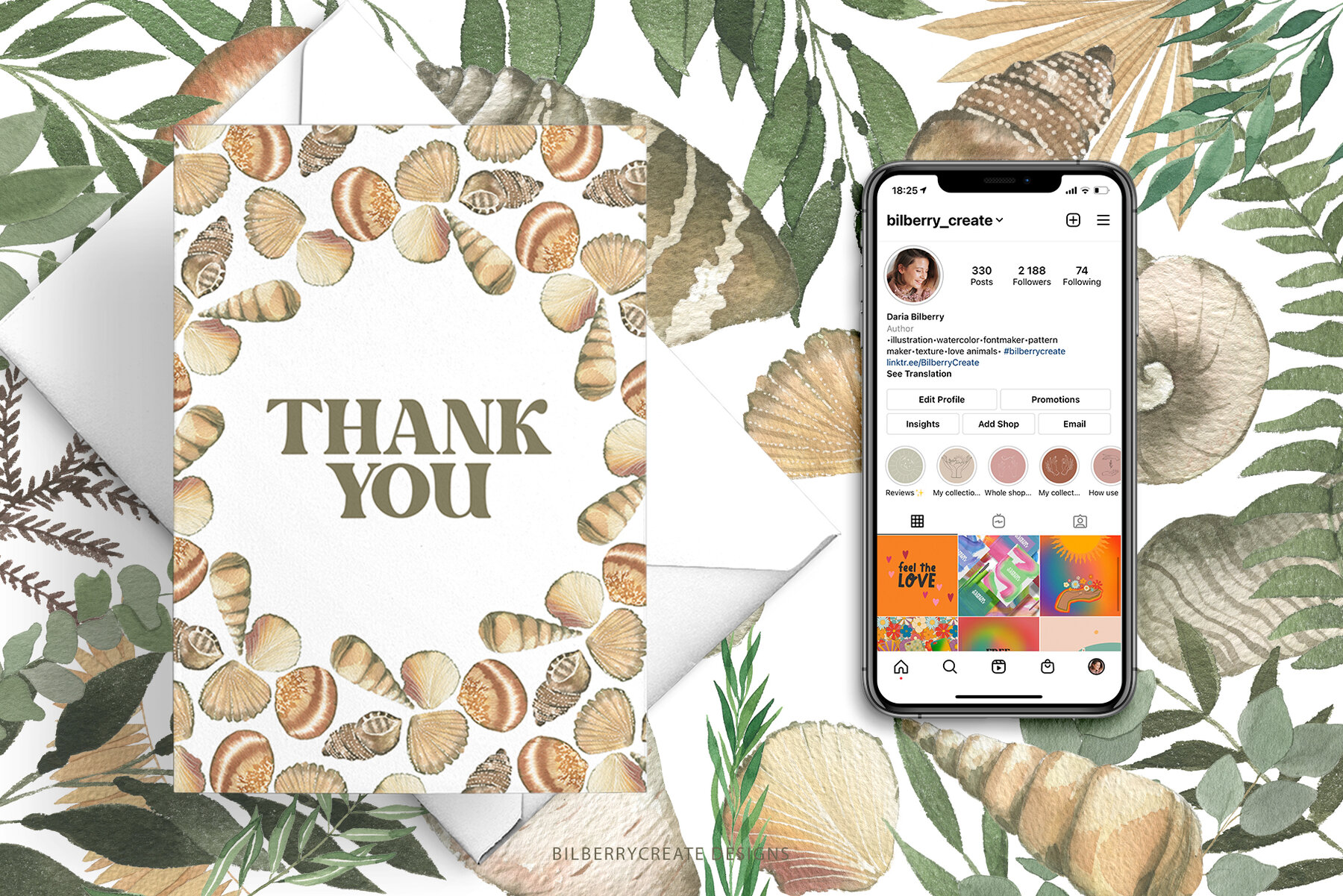 Watercolor Seashells Art Set 11