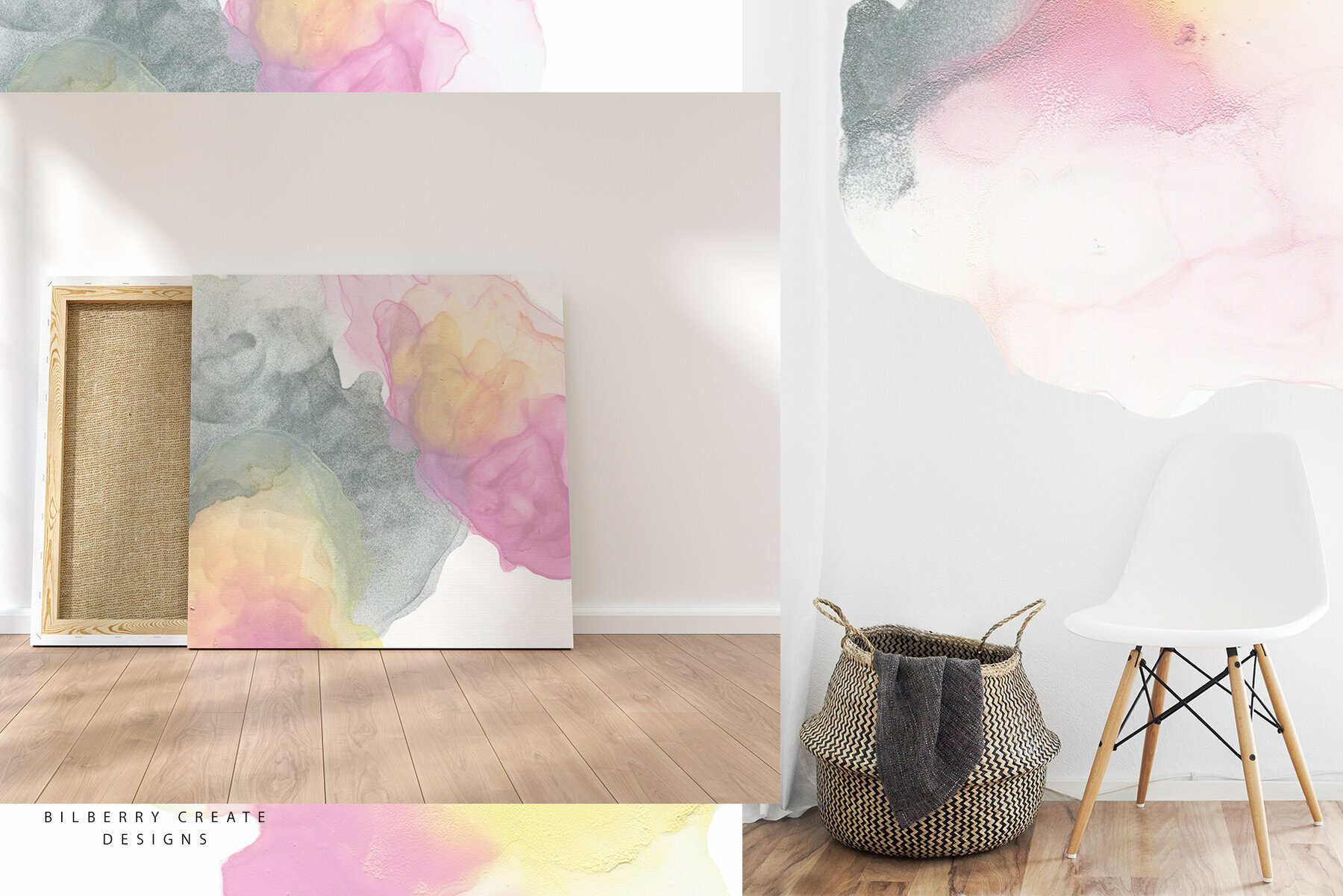 Pink Grey Ink Texture Collection 4