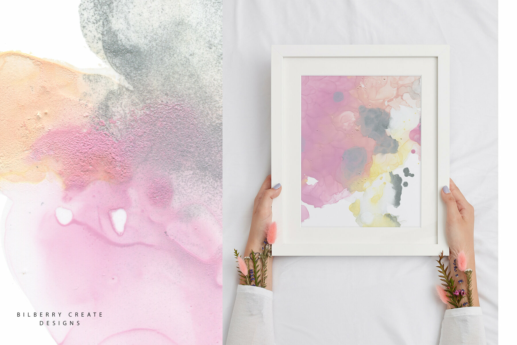 Pink Grey Ink Texture Collection 5