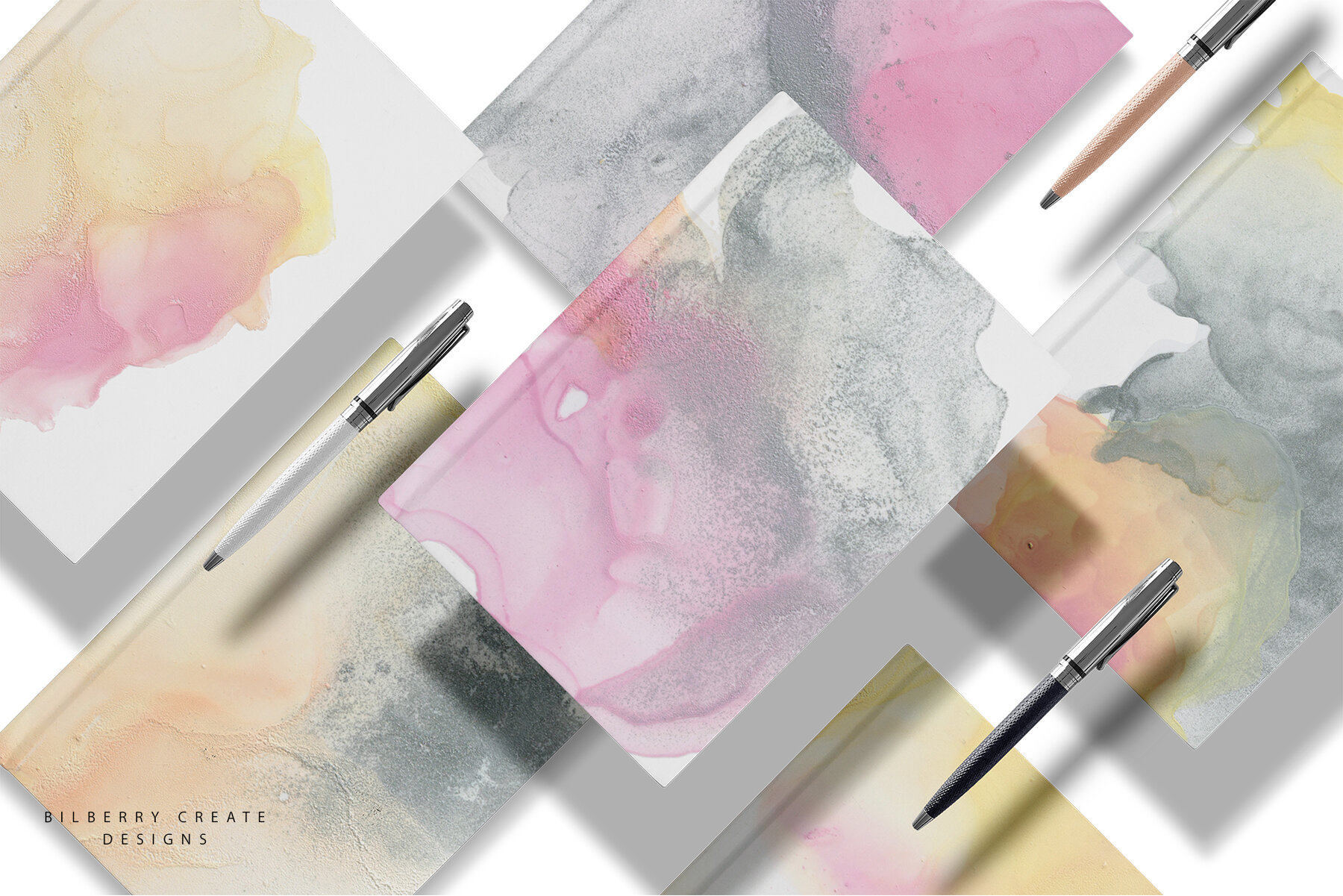 Pink Grey Ink Texture Collection 7