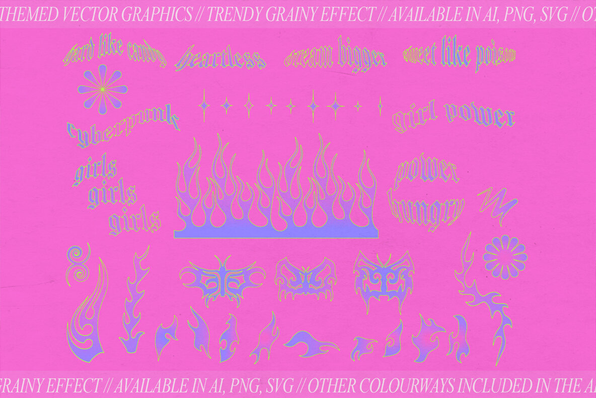 Y2K Themed Clipart Set 6