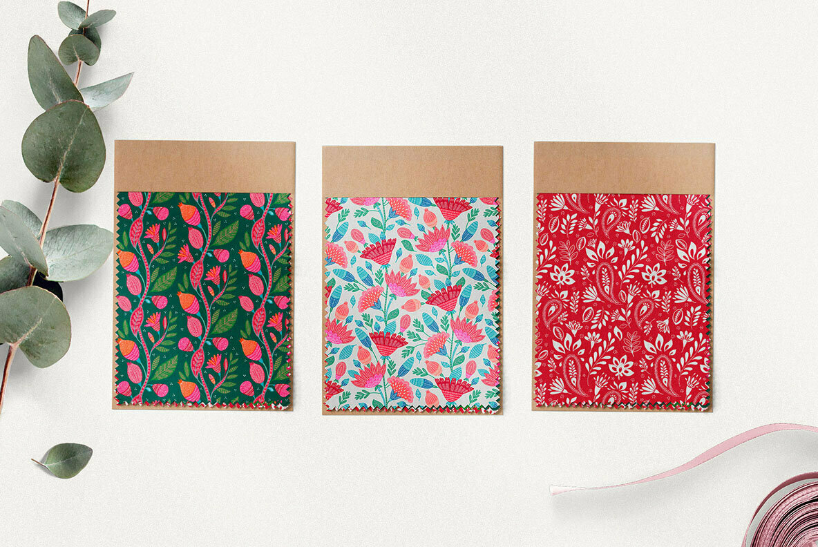 Indonesian Floral Batik Patterns Set 3