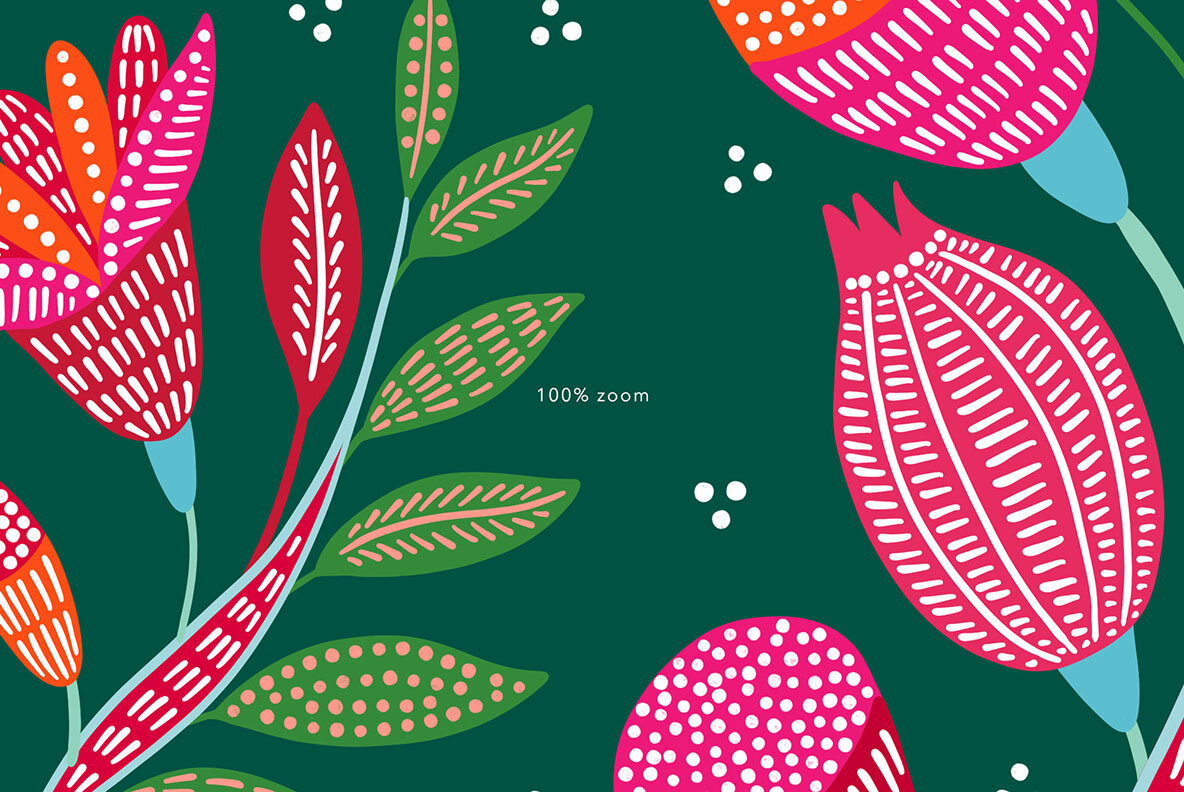 Indonesian Floral Batik Patterns Set 8