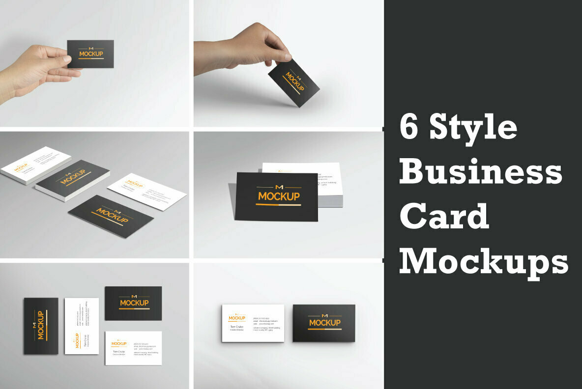 6 Style Business Card Mockups 1