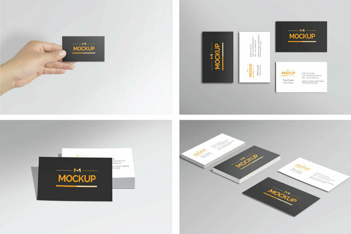 6 Style Business Card Mockups 3