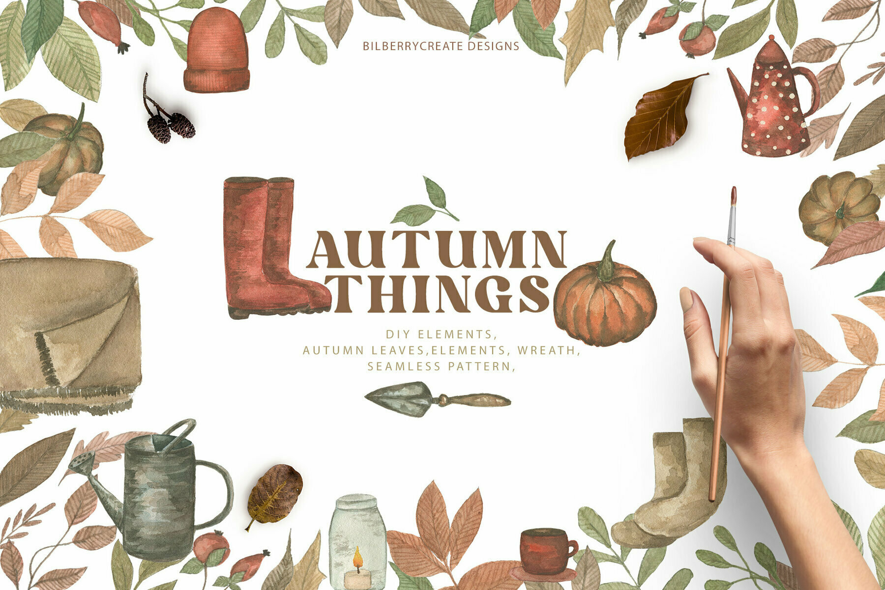 Watercolour Autumn Things 1