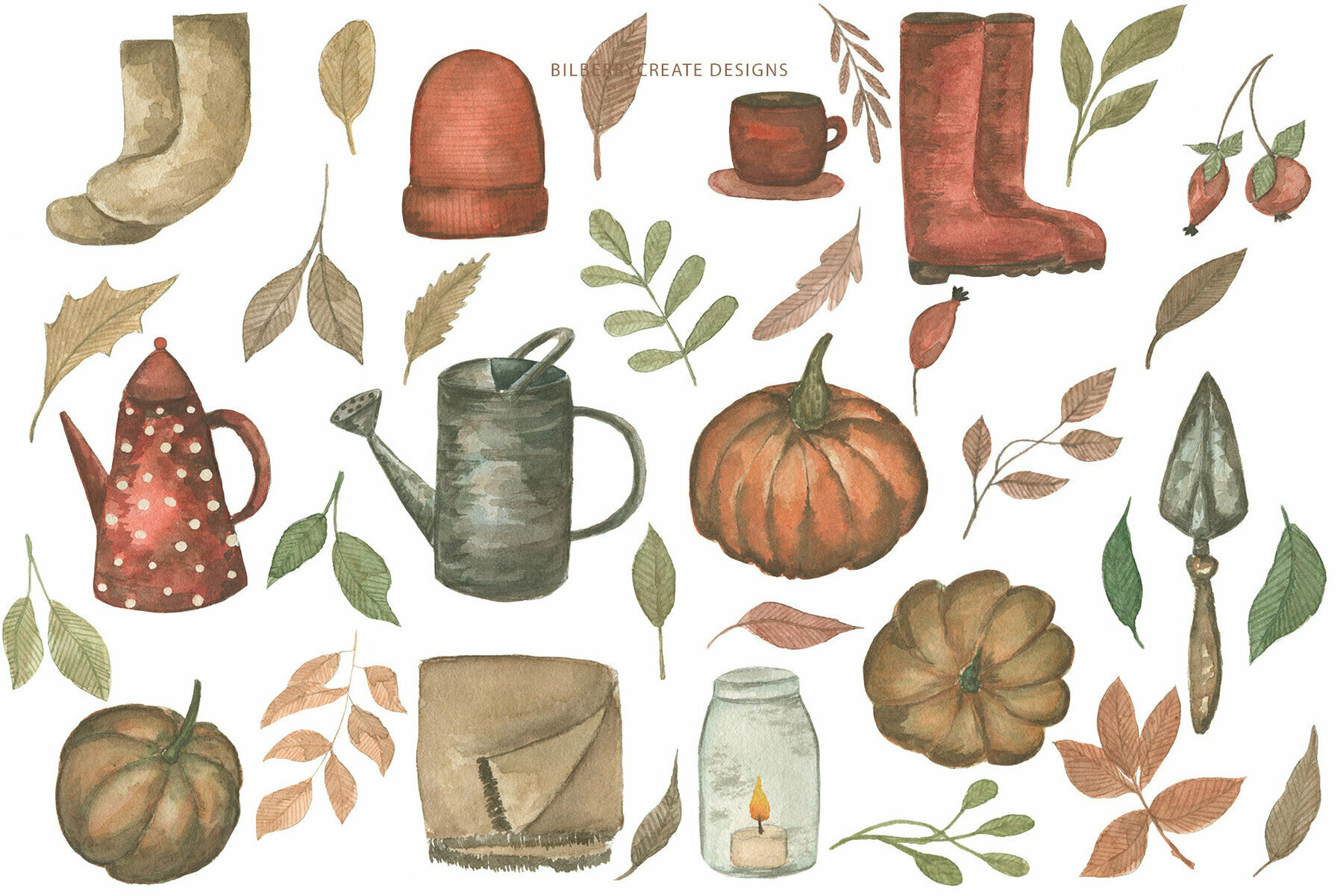 Watercolour Autumn Things 3