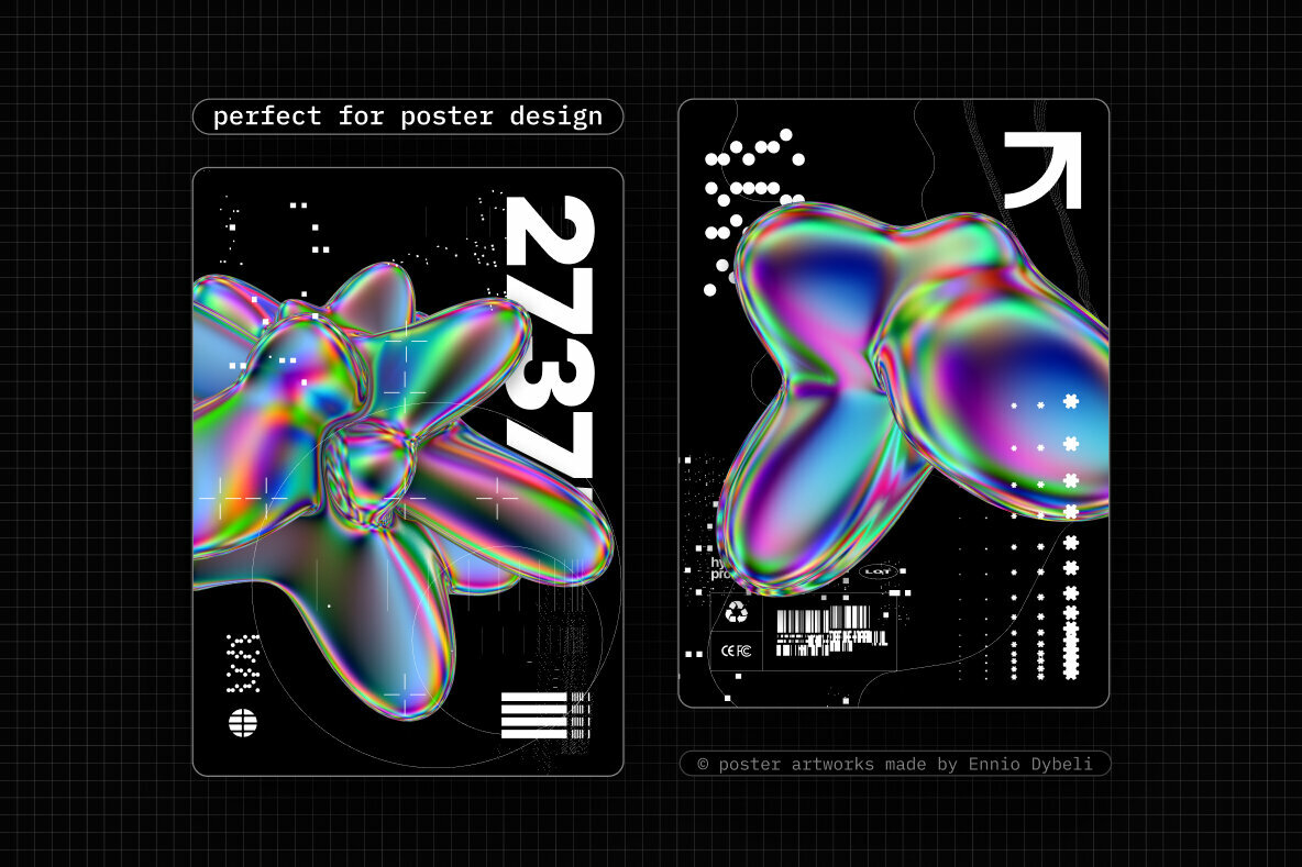 Iridescent Fluid 3D Shapes Collection 5