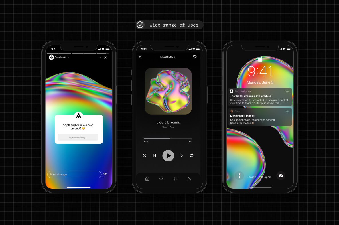 Iridescent Fluid 3D Shapes Collection 9