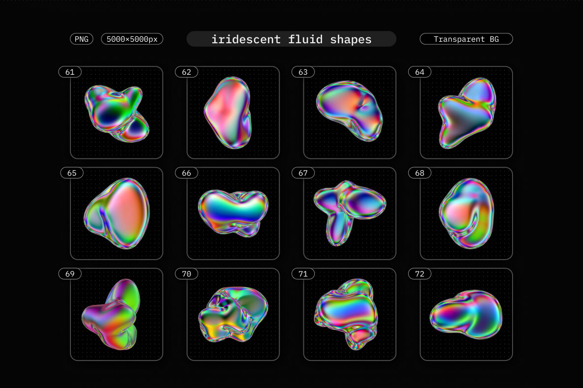 Iridescent Fluid 3D Shapes Collection 13