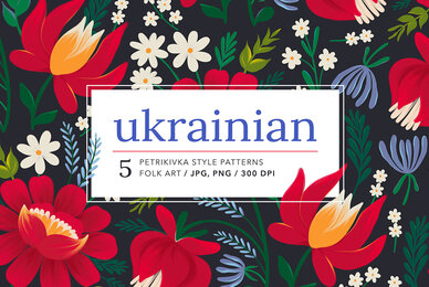Ukrainian Petrikivka Style Patterns Set